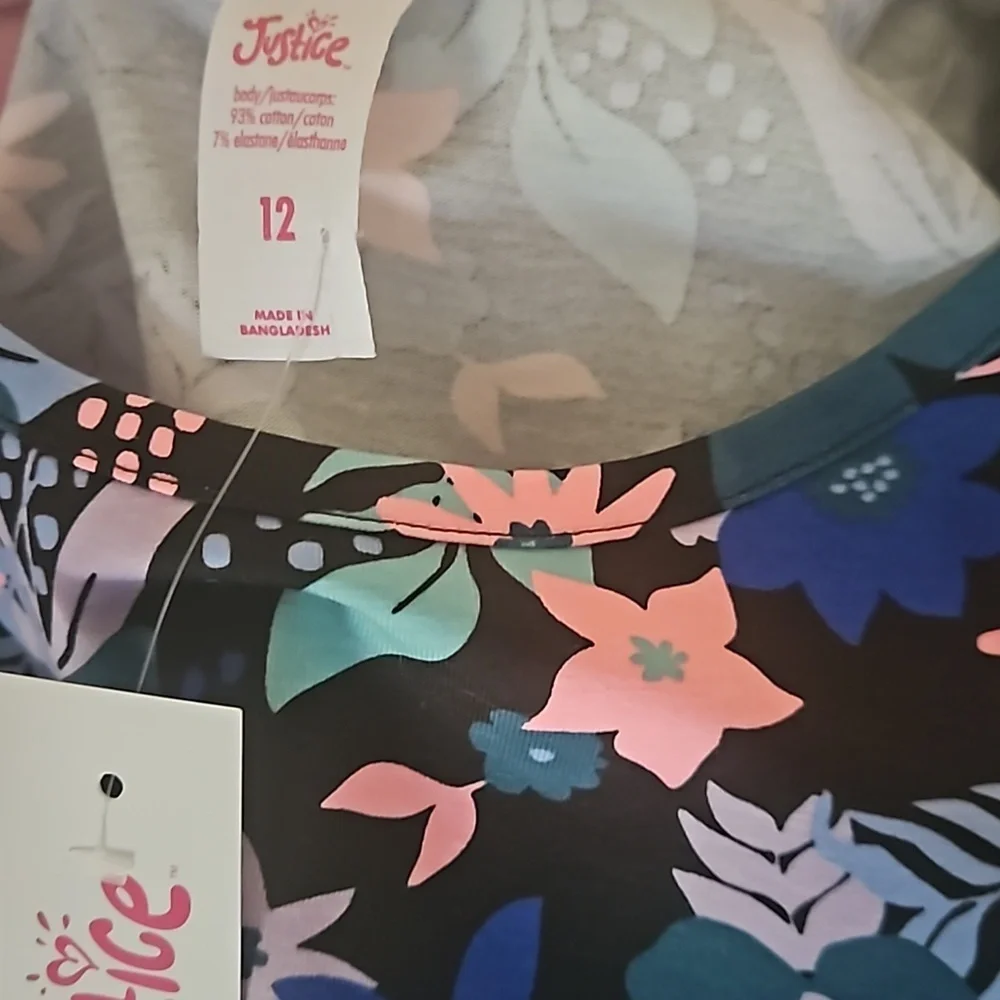 NEW! JUSTICE Floral Print Dress Big Girls 12.